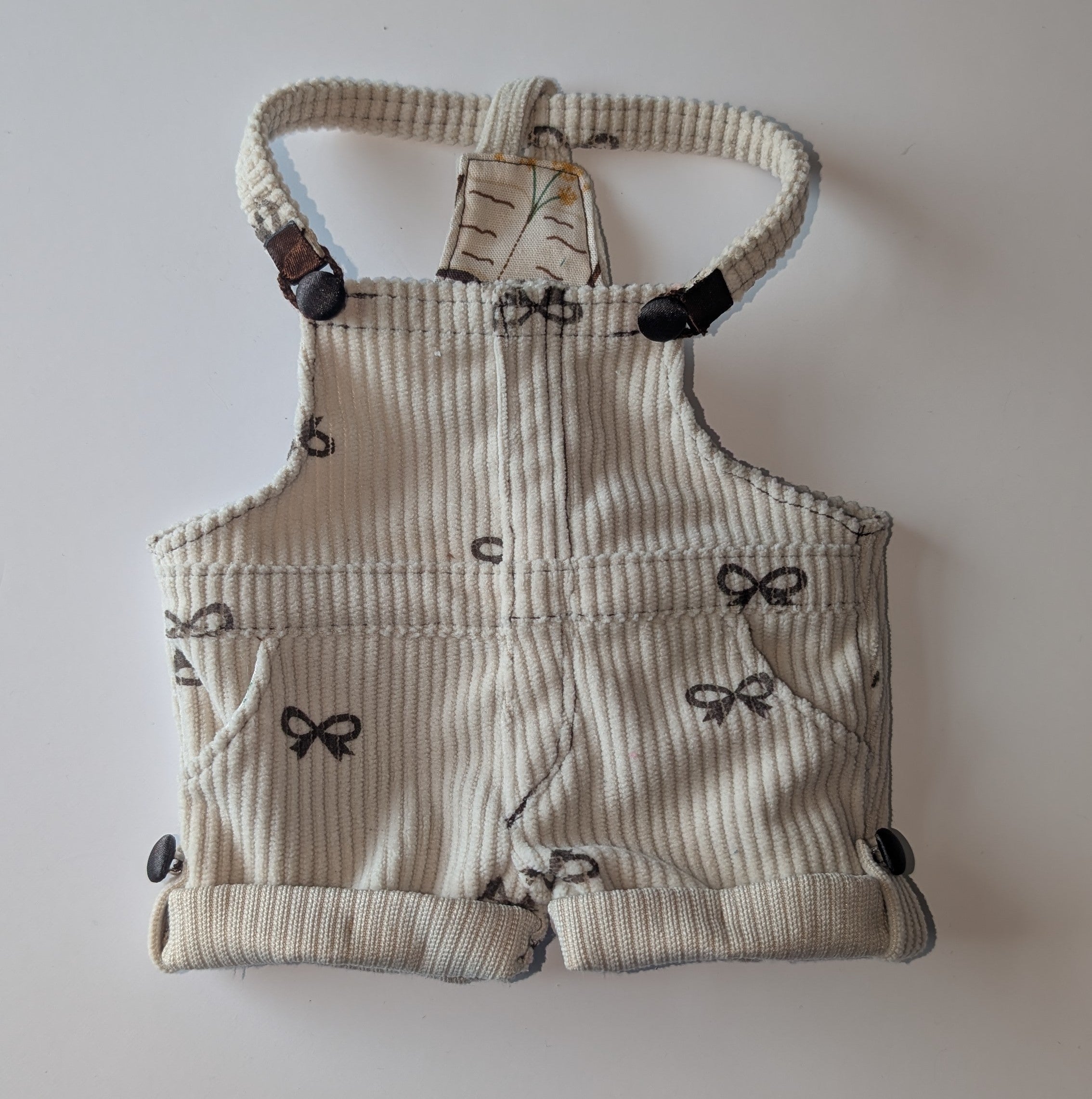 Bow Print Corduroy Overalls